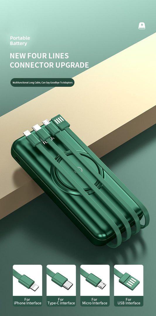 Tisodo 20000mAh Wireless Power Bank Built-in 4 Cables
