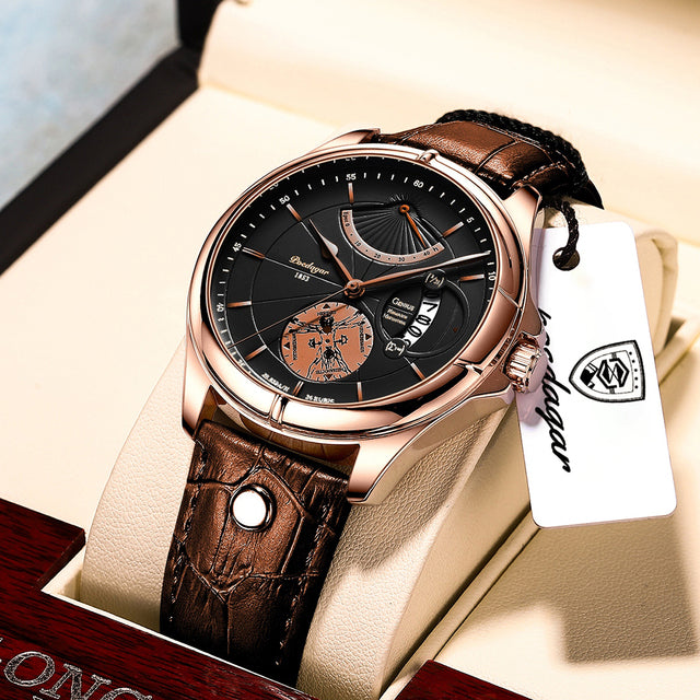 Top Brand POEDAGAR Men's Leather Watch