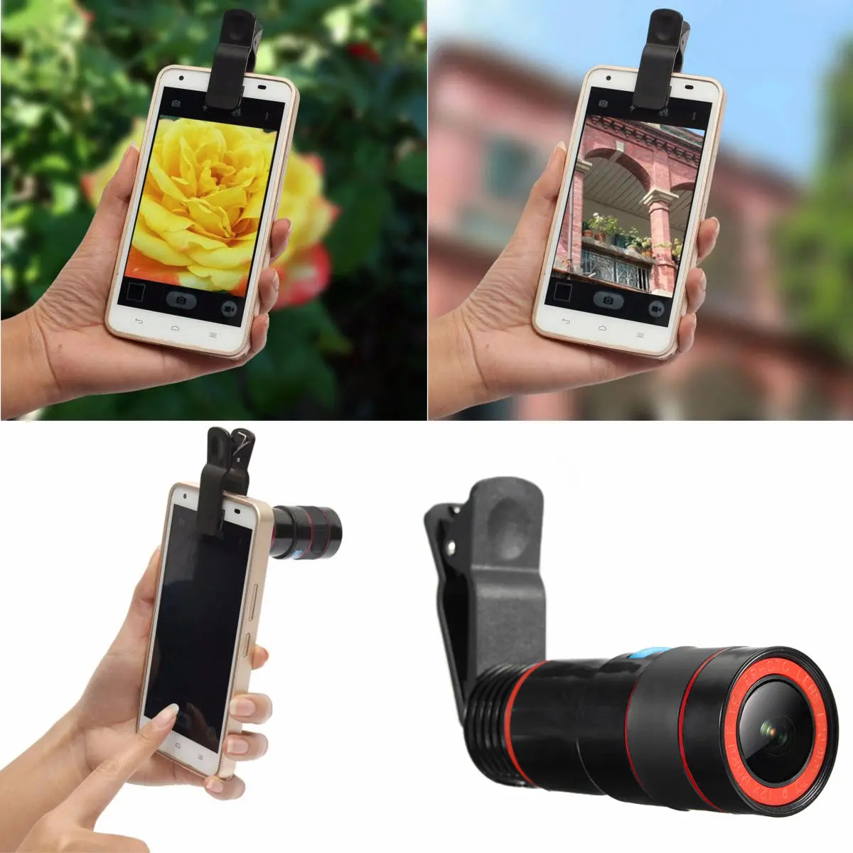 Zominex™ Universal Zoom Lens 12X Telescope Clip-on Camera Lens for Smartphone & Tablets