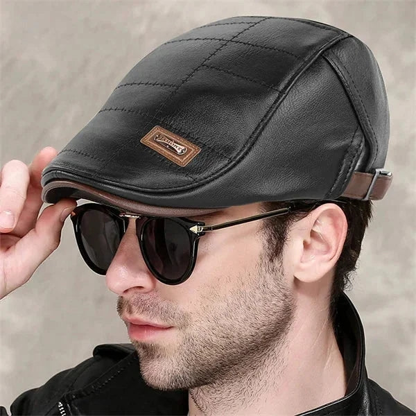 British Gentlemen Style Leather Beret Hat